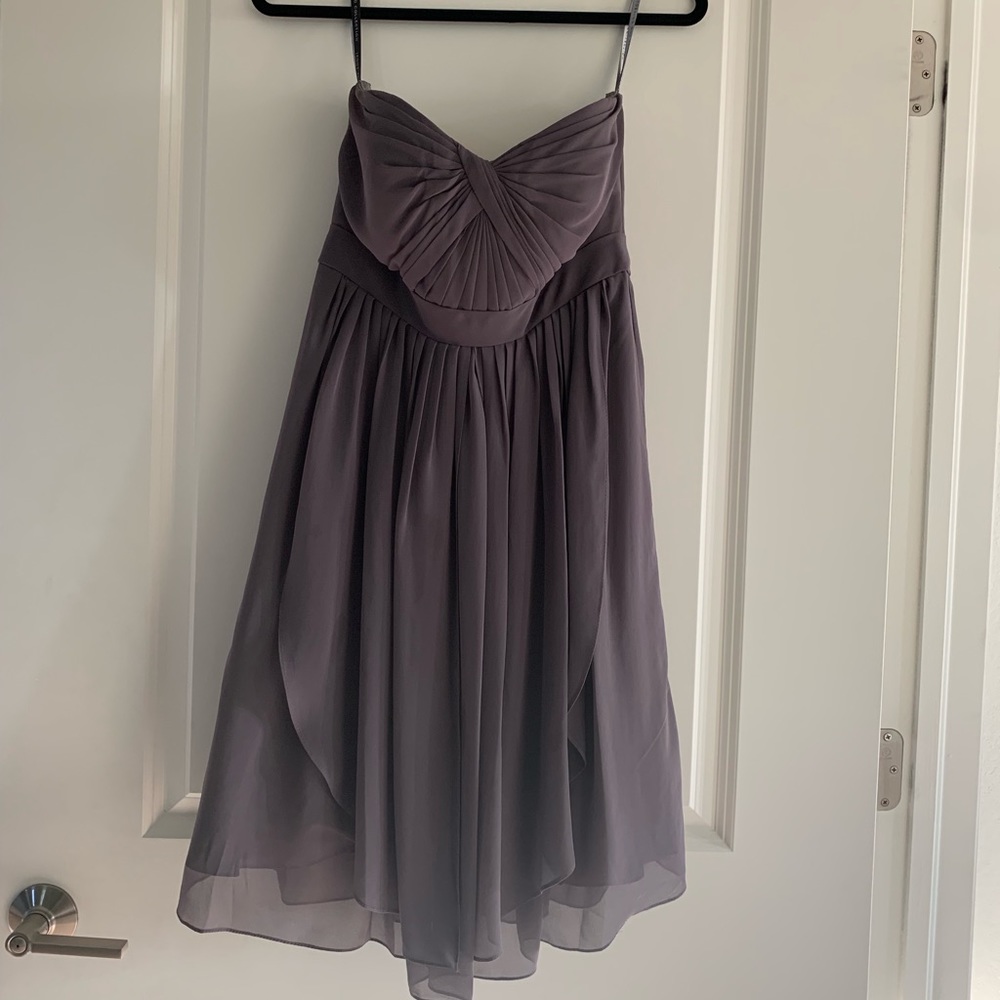 Gray bridesmaids dress.